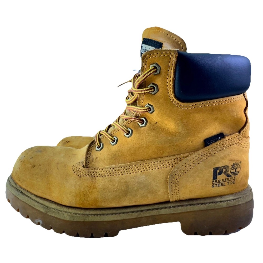 Timberland Pro Series Waterproof Work Boots Mens 10.5M Wheat Leather Steel Toe